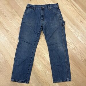 Wrangler Carpenter Jeans Men's 34x32 Blue Denim Workwear Utility Hammer Loop